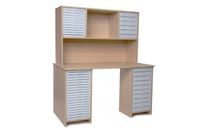Crafters Desk with Hutch Kit L--Maple, White or Walnut